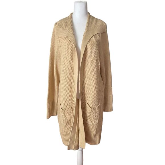 Torrid Plus 2X Cardigan Sweater Pockets Open Front Light Brown Lounge - Picture 1 of 12
